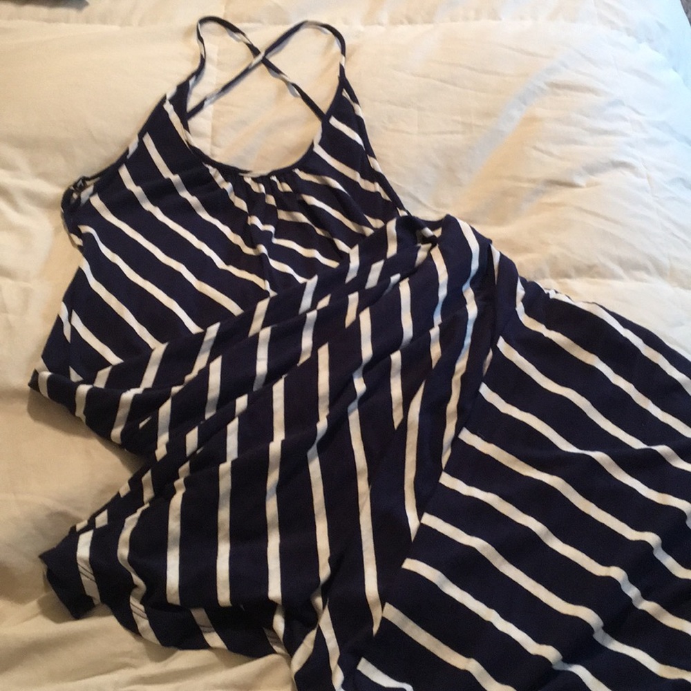 Medium navy and white full length dress
